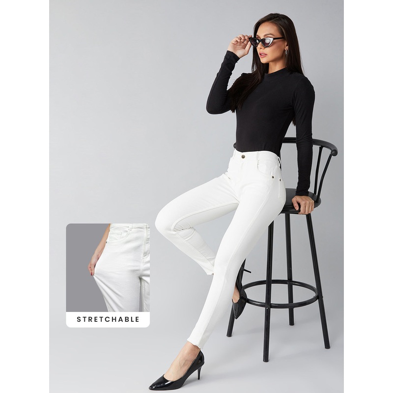 CHASEstretch White Skinny High-Rise Denim Jeans 26 White