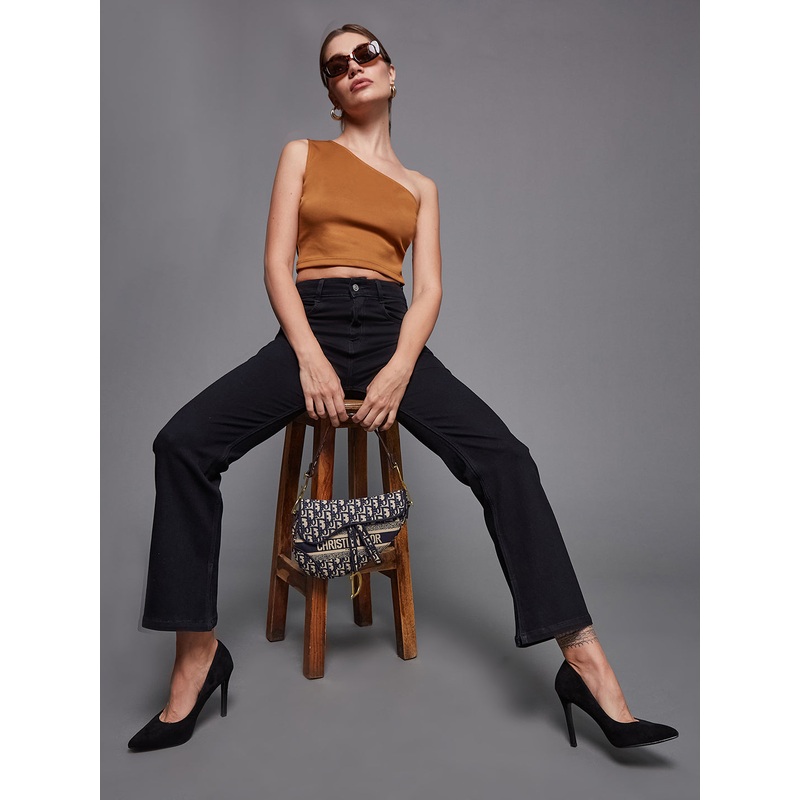 24/7 Comfort Black Bell-Bottom Bootcut High-Rise Stretchable Denim Jeans 26 Black