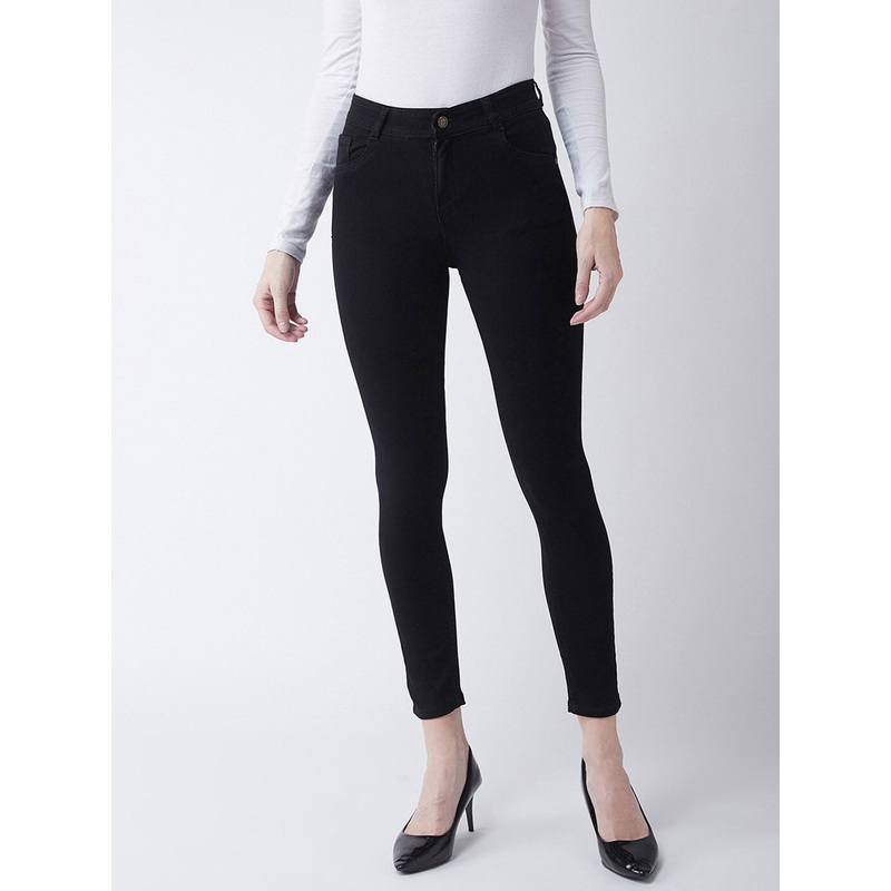 24/7 Comfort Black Slim-Fit High-Rise Cropped-Length Stretchable Denim Jeans 26 Black