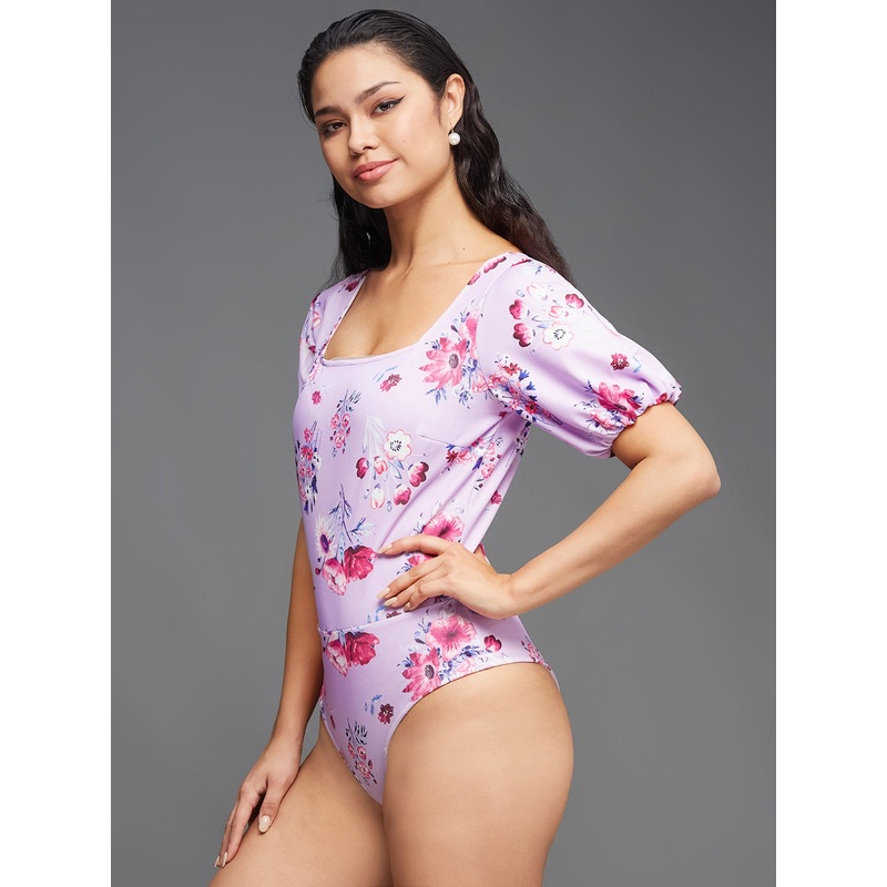 Crease Ease Women’s Multicolored-Base-Light Lavender Slim Fit Regular Premium Polyknit Top XS Multicolored-Base-Light Lavender