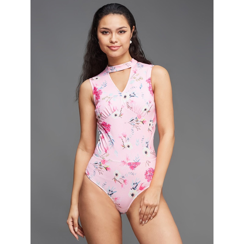 Crease Ease Women’s Multicolored-Base-Light Pink Slim Fit Regular Premium Polyknit Top XS Multicolored-Base-Light Pink