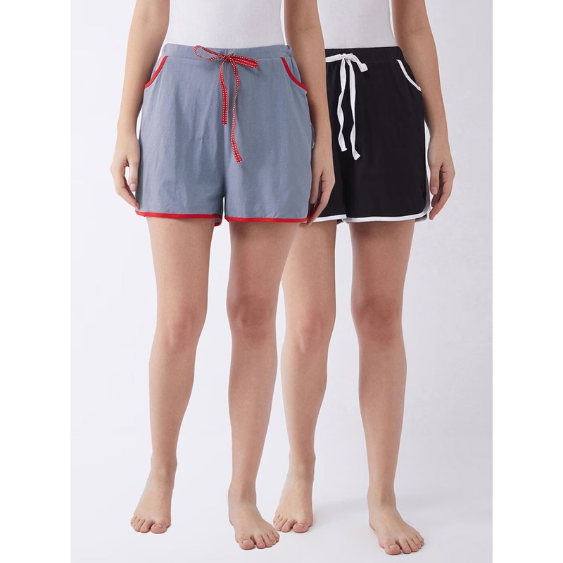 Women’s Black and Gray Regular Length Solid Pack of Shorts XS Black and Grey