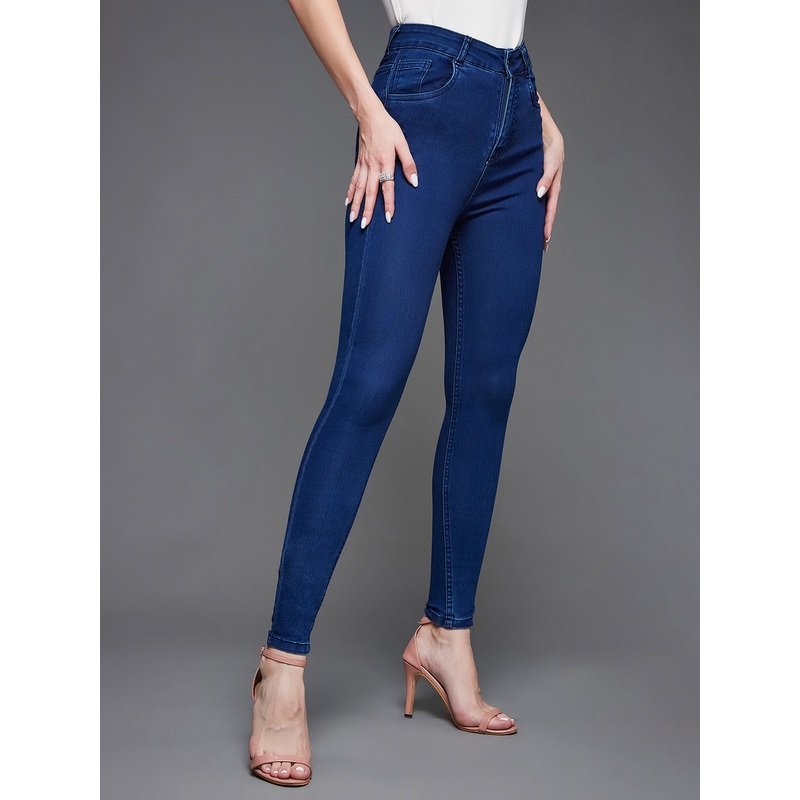 24/7 Comfort Navy-Blue Skinny High-Rise Stretchable Denim Jeans 26 Navy Blue