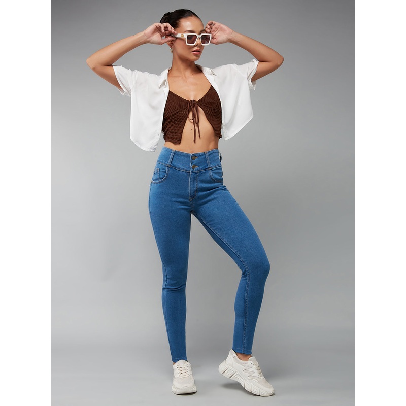 CHASEstretch Women’s Blue Skinny-Fit High-Rise Ice-Wash Stretchable High-Rise Denim Jeans 26 Blue