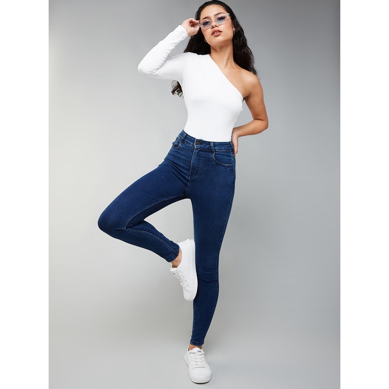 CHASEstretch Blue Skinny-Fit High-Rise Cropped Denim Jeans 26 Navy Blue