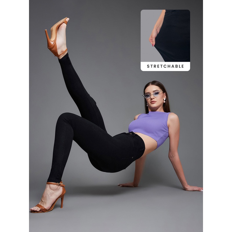 CHASEstretch Women’s Black Skinny-Fit High-Rise Stretchable Denim Jeans 26 Black