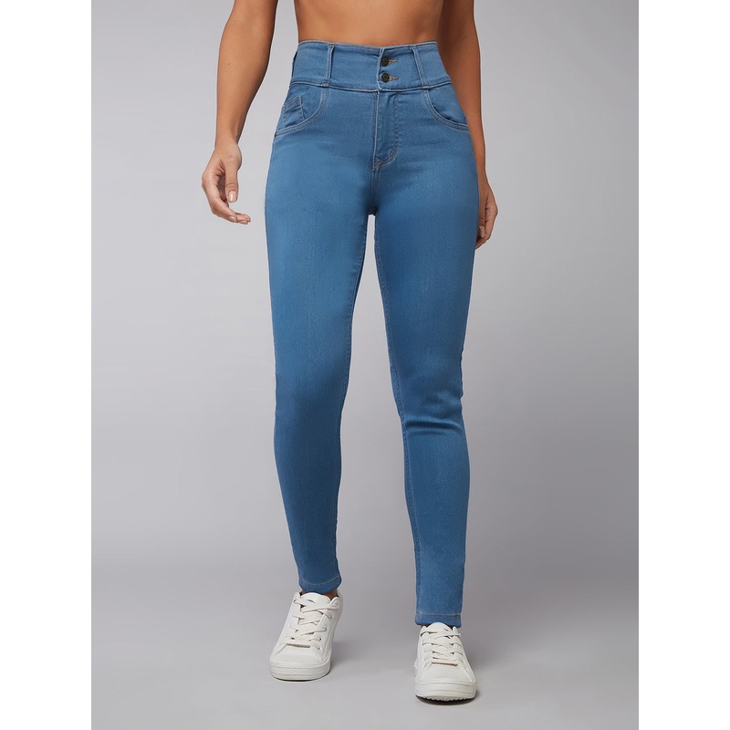 24/7 Comfort Blue Skinny-Fit High-Rise Stretchable High-Rise Denim Jeans 26 Blue