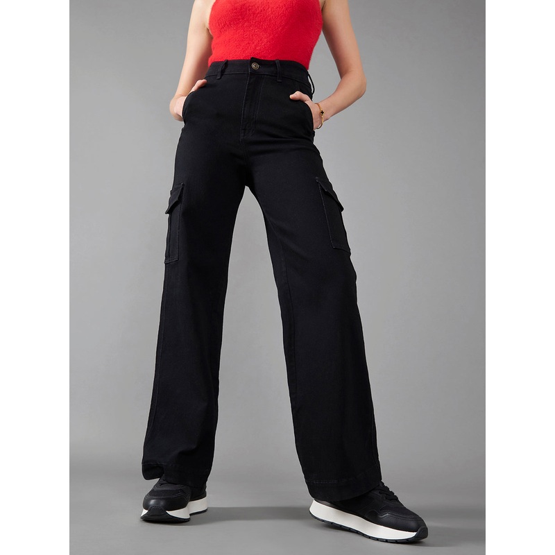 24/7 Comfort Blue Wide-Leg High-Rise Clean-Look Regular Stretchable Denim Jeans 26 Blue