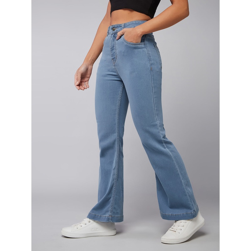 24/7 Comfort Light Blue Bell-Bottom Bootcut High-Rise Stretchable Denim Jeans 26 Blue