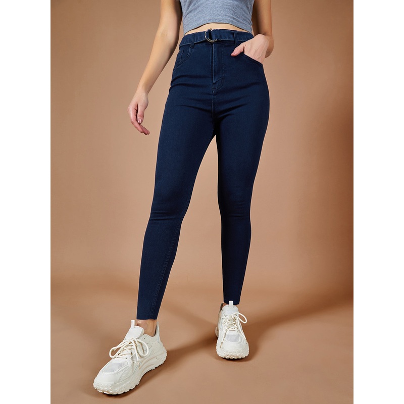 24/7 Comfort Navy-Blue Cotton Skinny-Fit Relaxed High-Rise Stretchable Denim Jeans 26 Navy Blue
