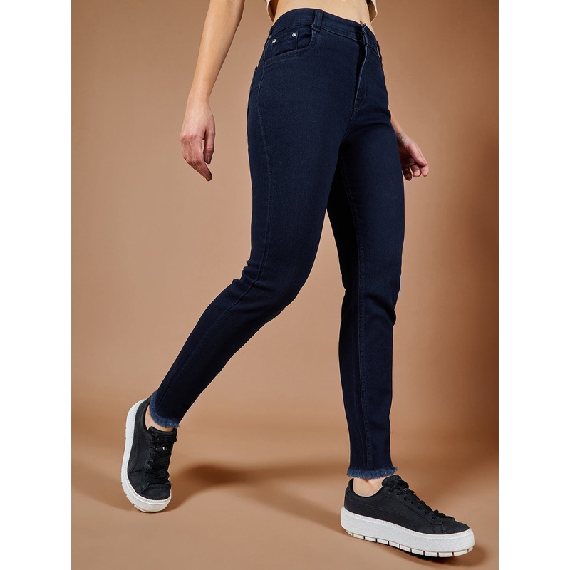 24/7 Comfort Navy-Blue Mid-Rise Solid Stretchable Denim Jeans 26 Navy Blue
