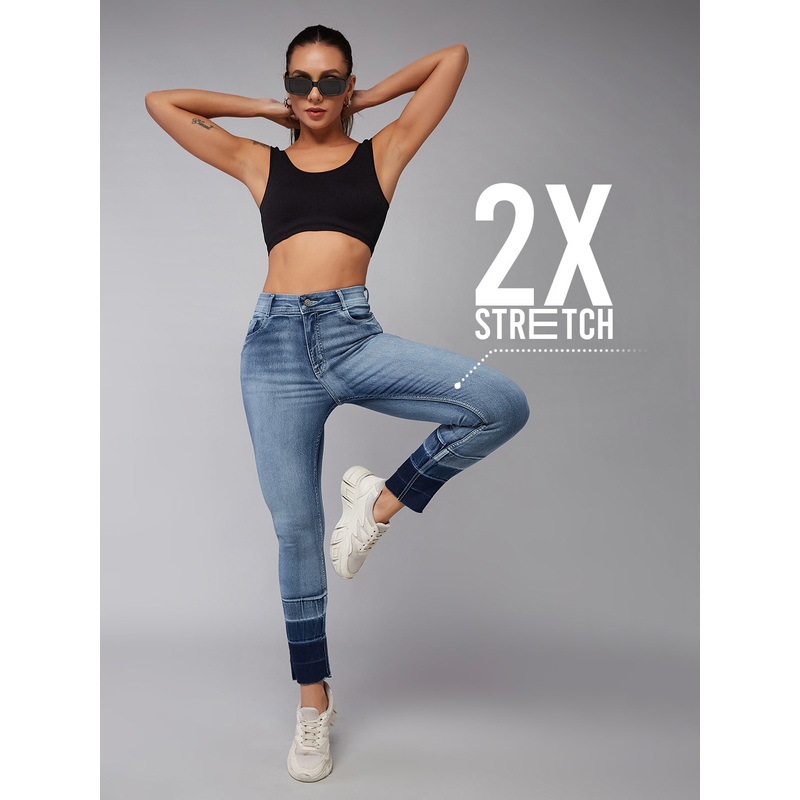 CHASEstretch Light Blue Skinny-Fit High-Rise Ankle Length Denim Jeans 26 Blue