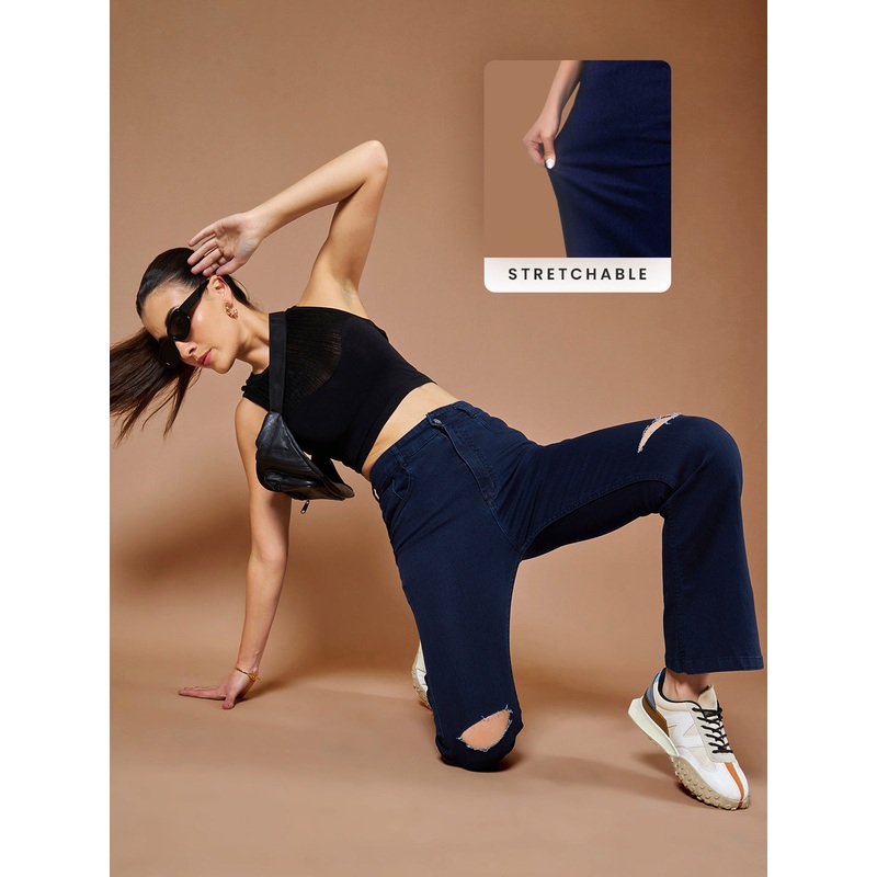 CHASEstretch Navy-Blue Bootcut High-Rise Denim Jeans 26 Navy Blue