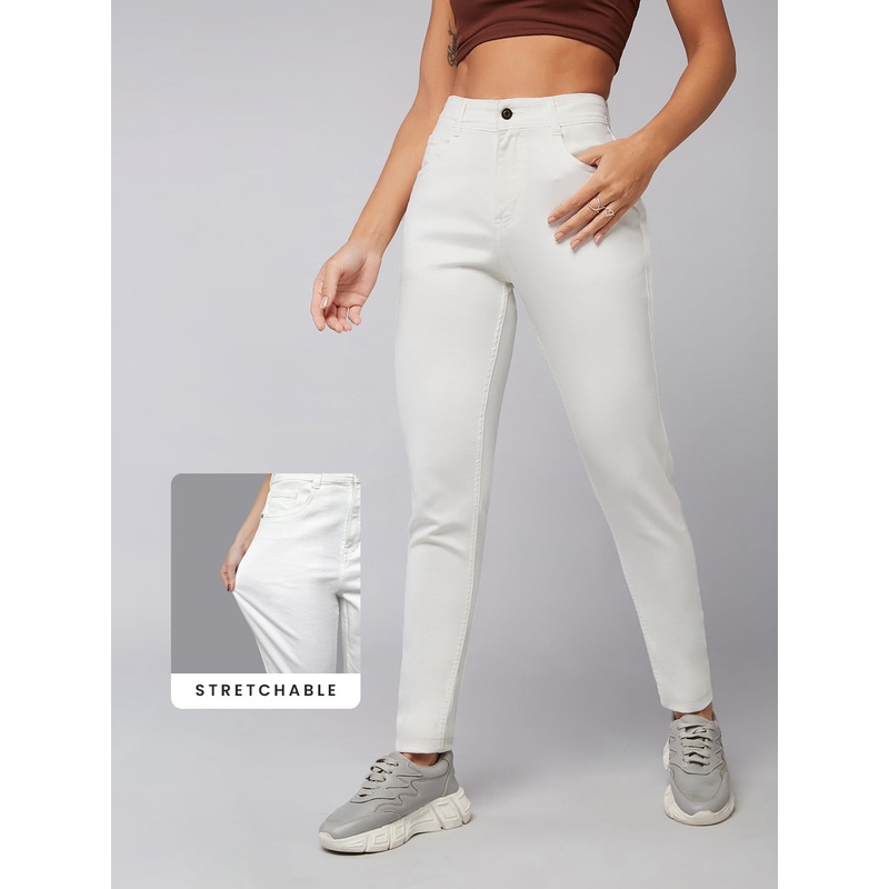 CHASEstretch White Skinny Mid-Rise Denim Jeans 26 White