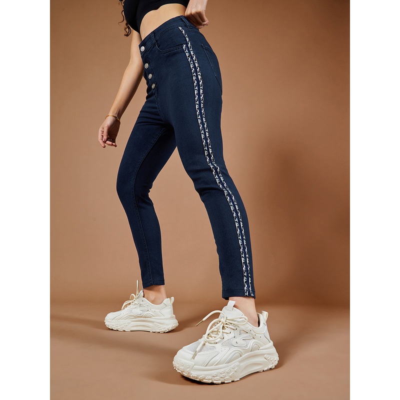 Women’s Navy-Blue Skinny High-Rise Cropped Denim Jeans 26 Navy Blue