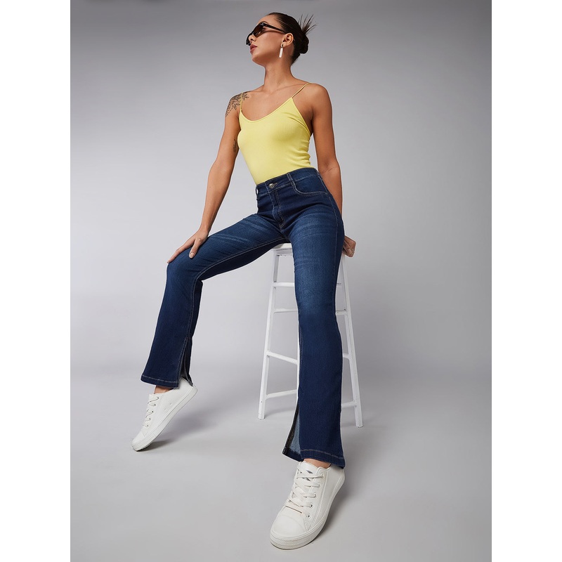 24/7 Comfort 24/7 Comfort Blue Semi-Bootcut Mid-Rise Stretchable Denim Jeans 26 Navy Blue