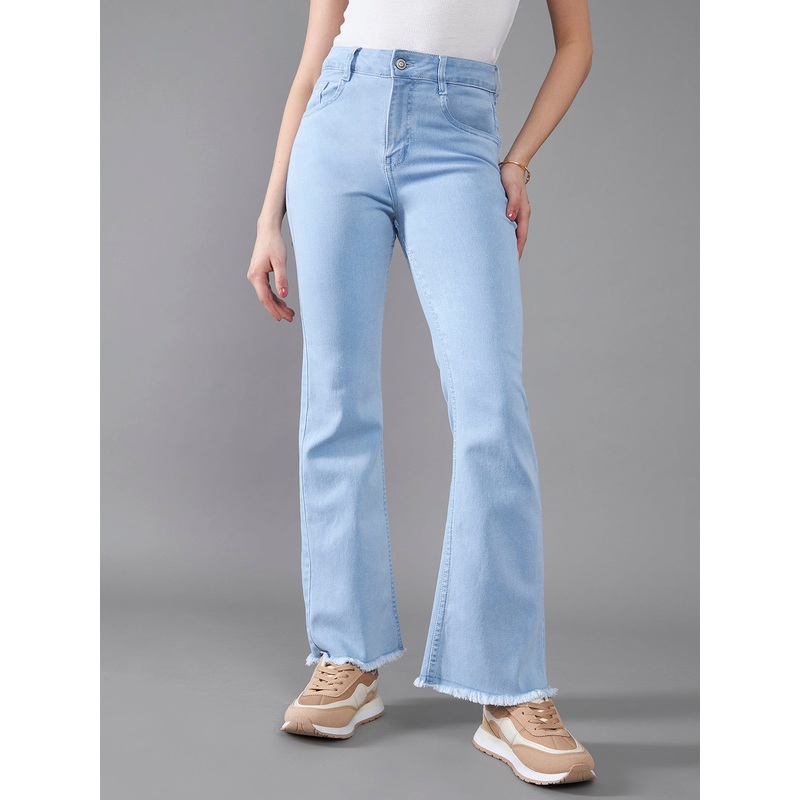 24/7 Comfort Light Blue Bootcut High-Rise Cropped Stretchable Denim Jeans 26 Blue