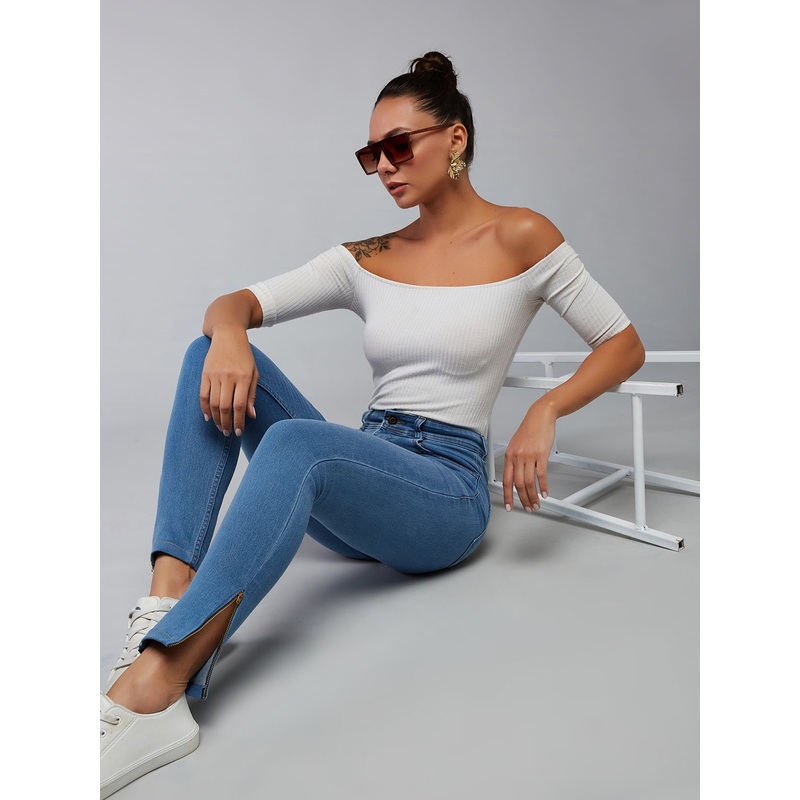 CHASEstretch Blue Skinny-Fit High-Rise Cropped Stretchable Denim Jeans 26 Blue