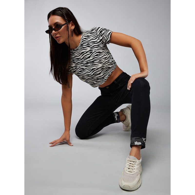 Women’s Black High-Rise Slim-Fit Stretchable Denim Jeans 26 Black