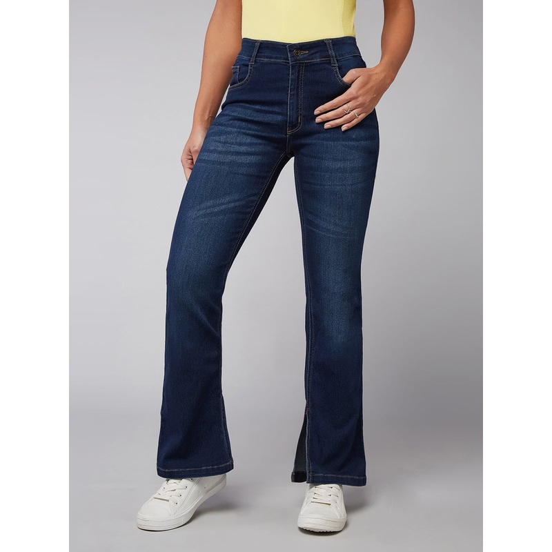 24/7 Comfort Blue Bell-Bottom Bootcut Hourglass Mid-Rise Stretchable Denim Jeans 26 Navy Blue