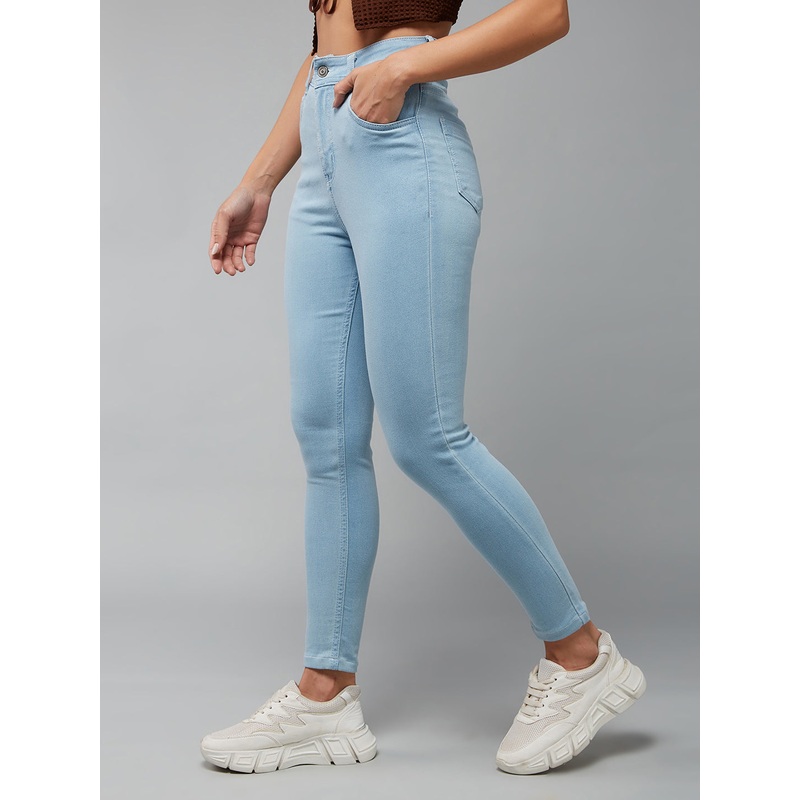 24/7 Comfort Light Blue Skinny High-Rise Distressed Cropped Denim Jeans 26 Blue