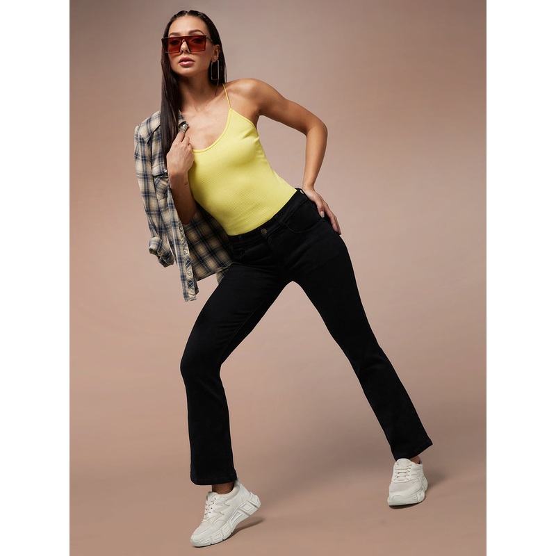 CHASEstretch Black Bell-Bottom Semi-Bootcut High-Rise Denim Jeans 26 Black