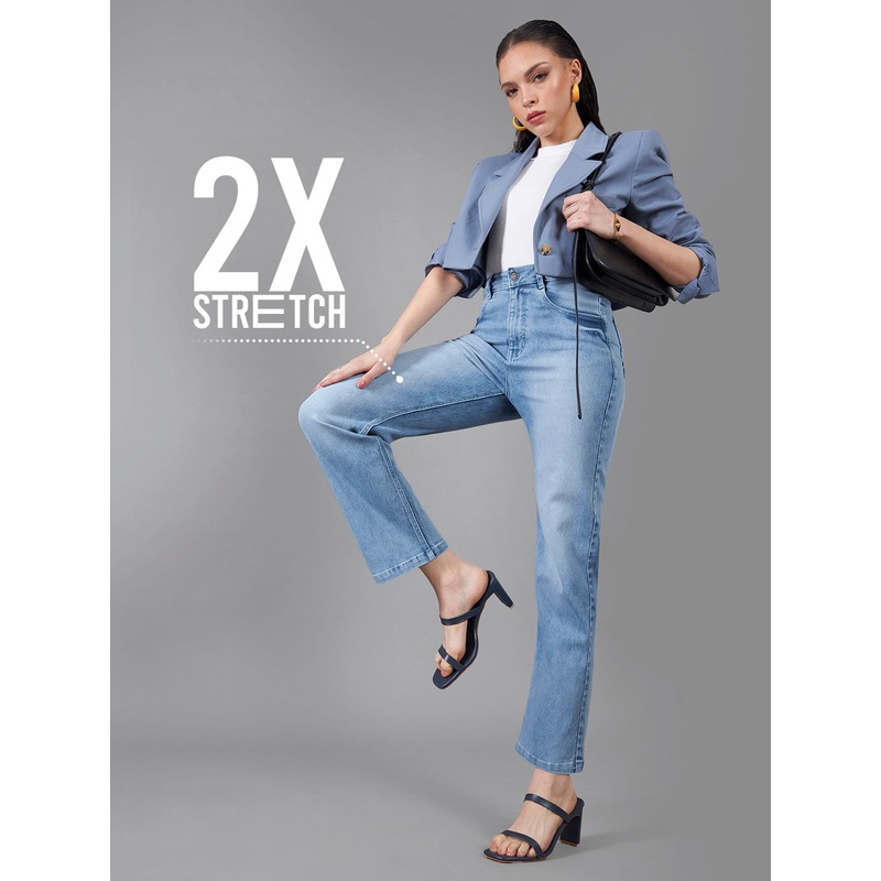 CHASEstretch Light Blue Wide-Leg Fit High-Rise Stretchable Denim Jeans 26 Blue