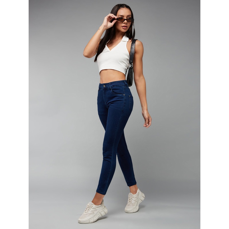 CHASEstretch Navy-Blue Skinny-Fit Mid-Rise Cropped-Length Denim Jeans 26 Navy Blue