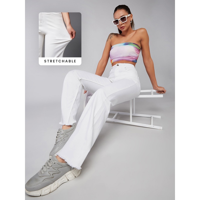 CHASEstretch White Bootcut High-Rise Denim Jeans 24 White