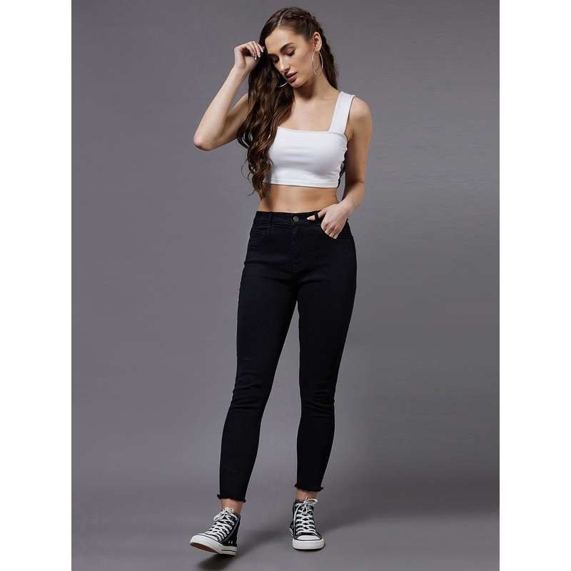 24/7 Women’s Black Skinny High-Rise Stretchable Denim Jeans 28 Black