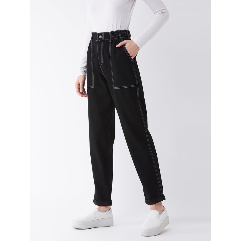 Women’s Black Mom’s Jean High-Rise Stretchable Denim Jeans 26 Black