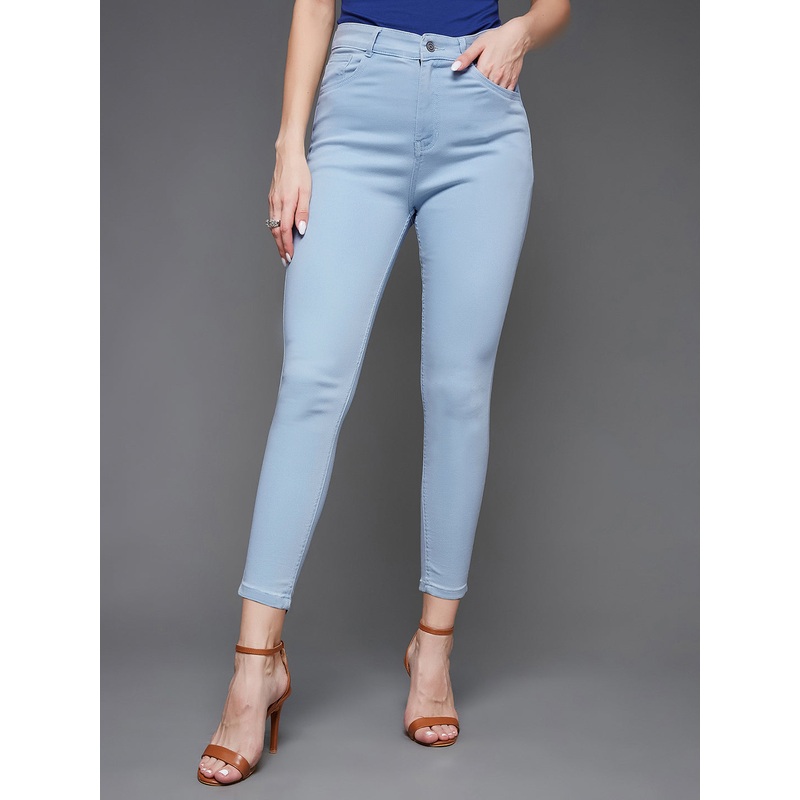 24/7 Comfort Light Blue Skinny High-Rise Cropped Stretchable Denim Jeans 26 Blue