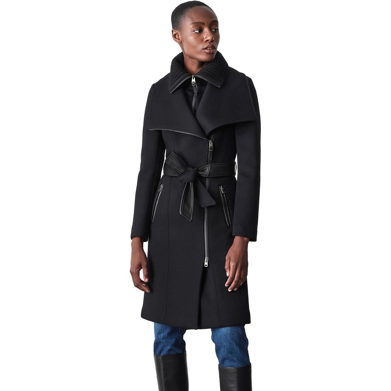 Mackage Nori 2-in-1 Tailored Wool Coat with Sash Belt – Womens